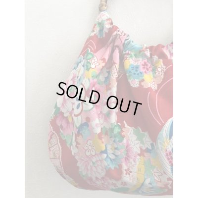 画像6: バンブーバッグ（着物リメイク、オリジナル、レトロ、モダン、クラシカル、昭和レトロ、ヴィンテージ、希少価値あり、小紋、和柄、花柄、絹、私だけ）