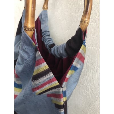 画像4: バンブーバッグ（着物リメイク、オリジナル、希少価値あり、昭和レトロ、ヴィンテージ、クラシカル、銘仙、ドット、カラフルドット、絹）