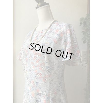画像8: フレアースリーブワンピース 9号　(可憐、オリジナル、和柄、1点もの、着物リメイク、着物リメイクワンピース、フレアースリーブワンピース、半袖ワンピース、グレーワンピース、レトロ、モダンワンピース、フォーマルワンピース、パーティーワンピス）