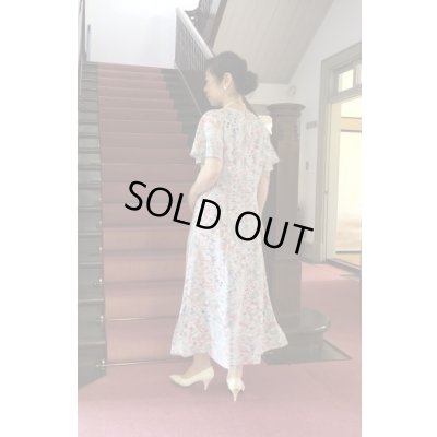 画像4: フレアースリーブワンピース 9号　(可憐、オリジナル、和柄、1点もの、着物リメイク、着物リメイクワンピース、フレアースリーブワンピース、半袖ワンピース、グレーワンピース、レトロ、モダンワンピース、フォーマルワンピース、パーティーワンピス）