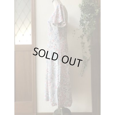 画像17: フレアースリーブワンピース 9号　(可憐、オリジナル、和柄、1点もの、着物リメイク、着物リメイクワンピース、フレアースリーブワンピース、半袖ワンピース、グレーワンピース、レトロ、モダンワンピース、フォーマルワンピース、パーティーワンピス）