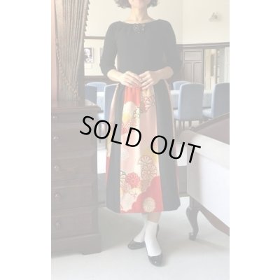 画像6: タンクトップ＆スカート9号（着物リメイク、和柄、オンリーワン、オリジナル、セットアップ、オレンジ色、黄緑色、着物セットアップ、着物スカート、着物タンクトップ）