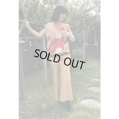 画像9: タンクトップ＆スカート9号（着物リメイク、和柄、オンリーワン、オリジナル、セットアップ、オレンジ色、黄緑色、着物セットアップ、着物スカート、着物タンクトップ）