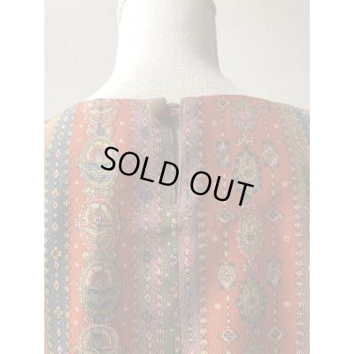 画像5: 長袖ワンピース 9号（オリエンタル更紗、オリジナル、和柄、アジアン、オリエンタル、エキゾチック、更紗、1点もの、着物リメイク、着物リメイクワンピース、ウエスト紐調節ワンピース、モダンワンピース、フォーマルワンピース、パーティーワンピース、ナチュラル、自由コーデ）