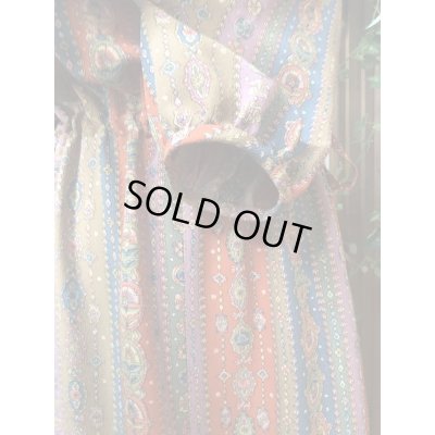 画像12: 長袖ワンピース 9号（オリエンタル更紗、オリジナル、和柄、アジアン、オリエンタル、エキゾチック、更紗、1点もの、着物リメイク、着物リメイクワンピース、ウエスト紐調節ワンピース、モダンワンピース、フォーマルワンピース、パーティーワンピース、ナチュラル、自由コーデ）