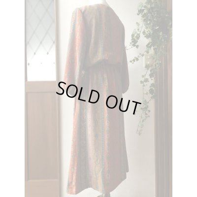 画像6: 長袖ワンピース 9号（オリエンタル更紗、オリジナル、和柄、アジアン、オリエンタル、エキゾチック、更紗、1点もの、着物リメイク、着物リメイクワンピース、ウエスト紐調節ワンピース、モダンワンピース、フォーマルワンピース、パーティーワンピース、ナチュラル、自由コーデ）