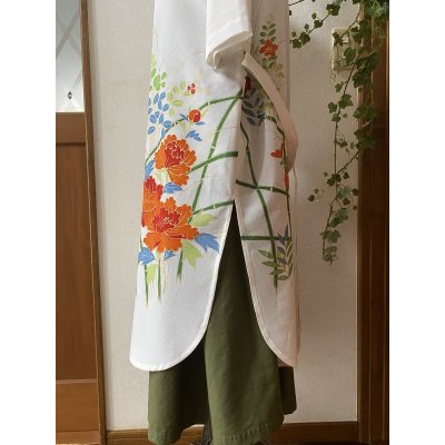 画像3: ロングジレ（着物リメイク、和柄、希少価値あり、オンリーワン、振袖、絽）