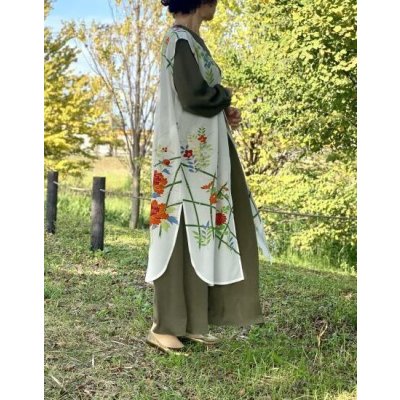 画像20: ロングジレ（着物リメイク、和柄、希少価値あり、オンリーワン、振袖、絽）