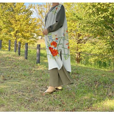 画像19: ロングジレ（着物リメイク、和柄、希少価値あり、オンリーワン、振袖、絽）