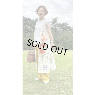 画像1: ロングジレ（着物リメイク、和柄、希少価値あり、オンリーワン、振袖、絽）