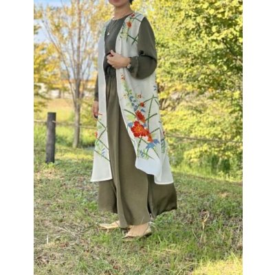 画像22: ロングジレ（着物リメイク、和柄、希少価値あり、オンリーワン、振袖、絽）