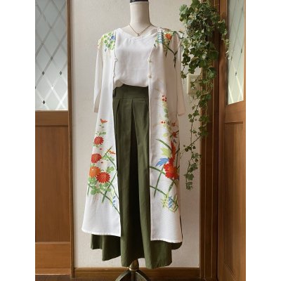 画像10: ロングジレ（着物リメイク、和柄、希少価値あり、オンリーワン、振袖、絽）