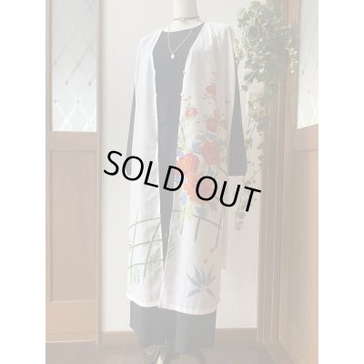 画像10: ロングジレ（着物リメイク、和柄、希少価値あり、オンリーワン、振袖、絽）