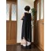 画像18: ハイウエストロングドレス 9〜11号（留袖、オリジナル、和柄、絹素材、1点もの、着物リメイク、着物リメイクドレス、和柄ドレス、ノースリーブドレス、黒いドレス、モダンドレス、フォーマルドレス、パーティードレス）