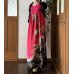 画像14: ハイウエストロングドレス 9〜11号（赤色、オリジナル、椿柄、絹素材、1点もの、着物リメイク、着物リメイクドレス、和柄ドレス、ノースリーブドレス、モダンドレス、フォーマルドレス、パーティードレス、）