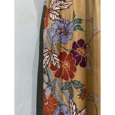 画像12: カシュクール風ハイウエストドレス 9〜11号（からし色、オリジナル、和柄、1点もの、着物リメイク、着物リメイクドレス、フォーマルドレス、ノースリーブドレス、モダン、パーティードレス、振袖リメイク）