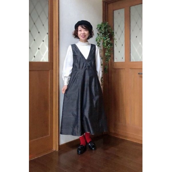 ジャンパースカート（オリジナル、１点もの、着物リメイク、着物柄、紬