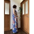 画像3: カシュクール風ハイウエストドレス 9号（青、オリジナル、和柄、1点もの、着物リメイク、着物リメイクドレス、フォーマルドレス、ノースリーブドレス、モダン、パーティードレス、振袖リメイク） (3)
