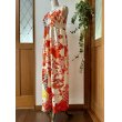 画像4: カシュクール風ハイウエストドレス 9号（赤白、オリジナル、和柄、1点もの、着物リメイク、着物リメイクドレス、フォーマルドレス、ノースリーブドレス、モダン、パーティードレス、振袖リメイク） (4)
