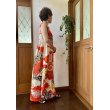 画像15: カシュクール風ハイウエストドレス 9号（赤白、オリジナル、和柄、1点もの、着物リメイク、着物リメイクドレス、フォーマルドレス、ノースリーブドレス、モダン、パーティードレス、振袖リメイク） (15)