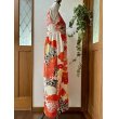 画像9: カシュクール風ハイウエストドレス 9号（赤白、オリジナル、和柄、1点もの、着物リメイク、着物リメイクドレス、フォーマルドレス、ノースリーブドレス、モダン、パーティードレス、振袖リメイク） (9)