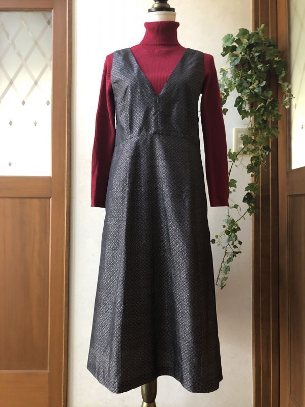 ジャンパースカート（オリジナル、１点もの、着物リメイク、着物柄、紬 